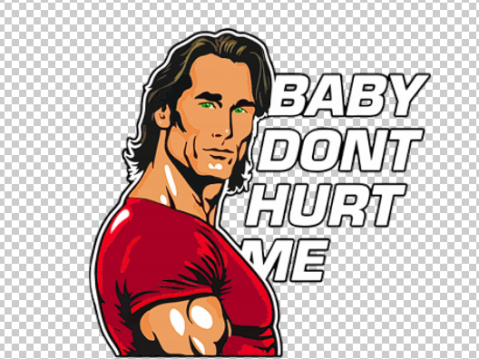 BABY DONT HURT ME英文热转印LOGO男人卡通