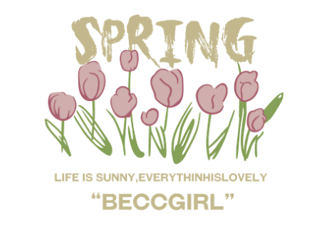 SPRING beccgirl英文热转印图案