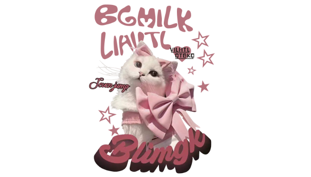 BGMILK LIHVTL 小猫咪 BLIMGK英文热转印图案