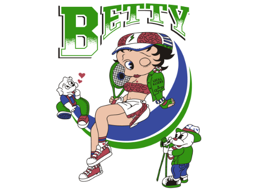 BETTY 卡通人文狗狗网球英文热转印