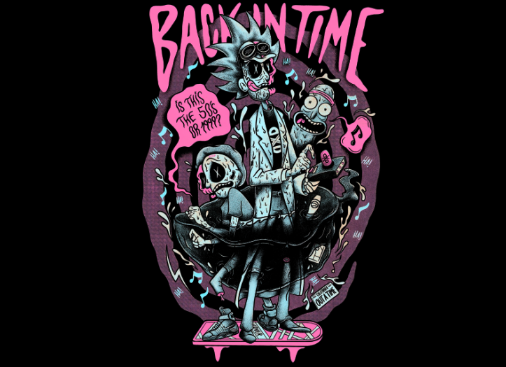 BACK IN TIME 卡通人物热转印图形服装印花