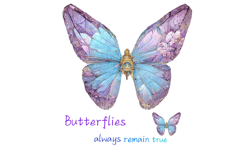 BUTTERFLIES ALWAYS REMAIN TRUE 蝴蝶热转印图形