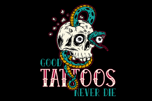 good tattoos never die骷髅头和蛇