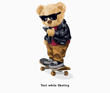 text while skating小熊看手机滑滑板