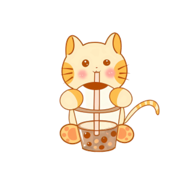 猫咪珍珠奶茶创意图案